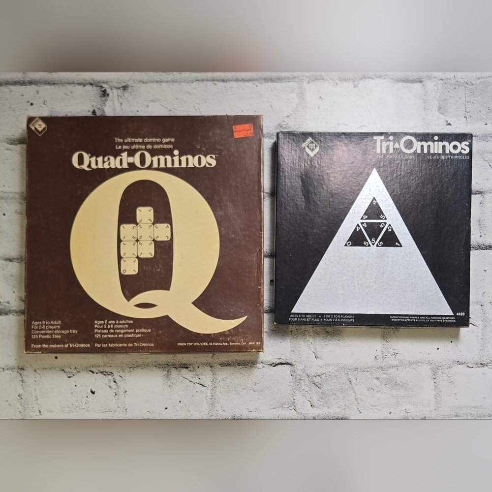 Vintage Quad-Ominos & Tri-Ominos Board Games Set Complete w Instructions